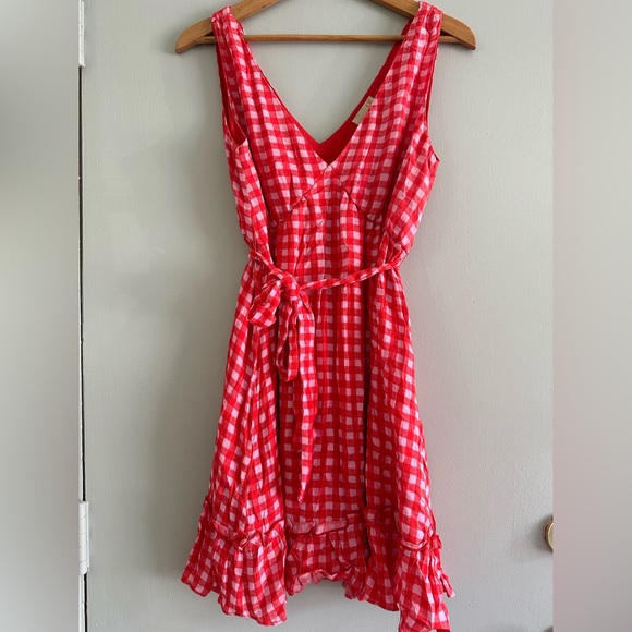 GB Gianni Bini Gingham pink/red  V neck sundress - Picture 8 of 8